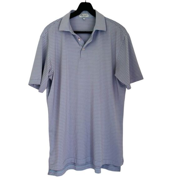 Peter Millar Summer Comfort Blue Striped Polo Performance Shirt Size Medium - Picture 1 of 4